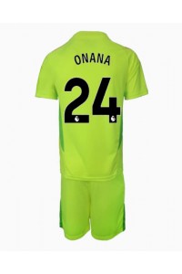 Manchester United Andre Onana #24 Keeper Babyklær Borte Fotballdrakt til barn 2024-25 Korte ermer (+ Korte bukser)